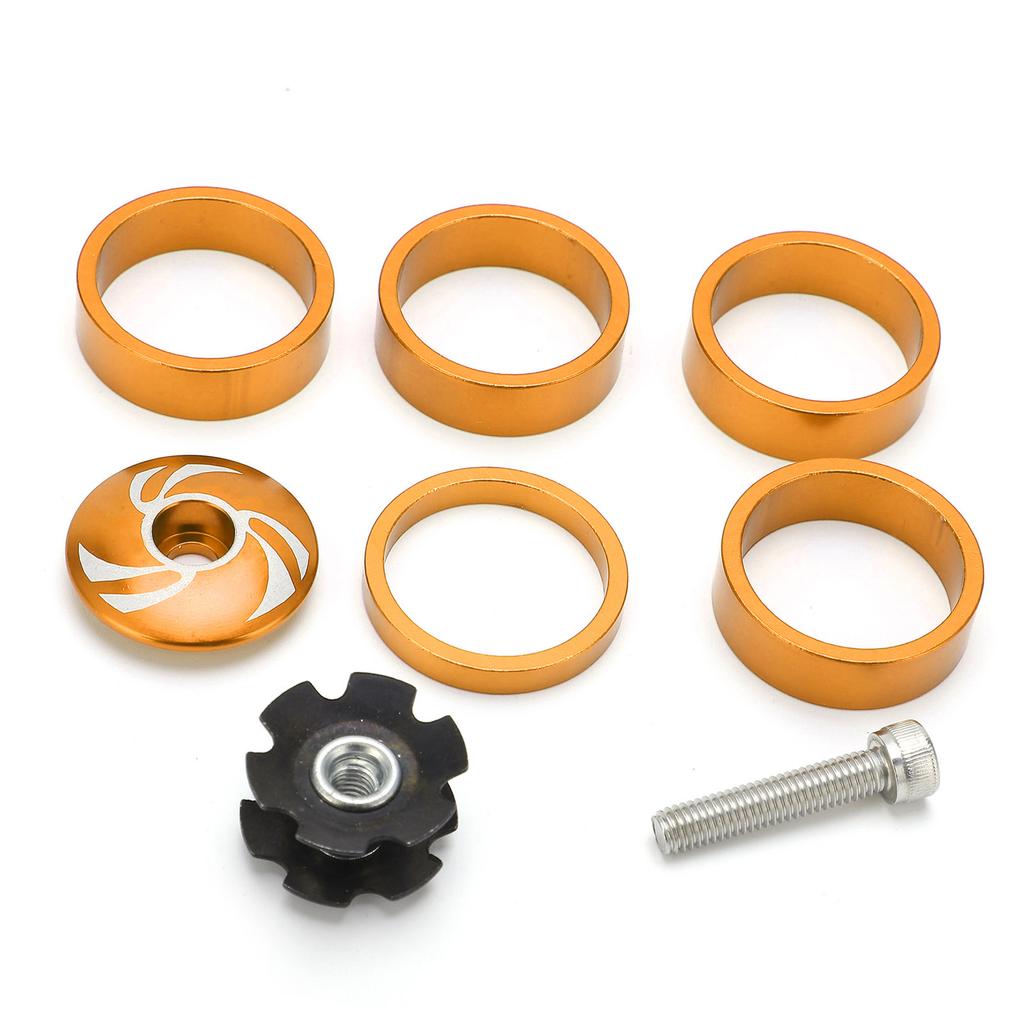 Bike Headset Front Fork Top Cap and Star Nut with Aluminum Screw Set for Fixed Cog 5410T SetGold