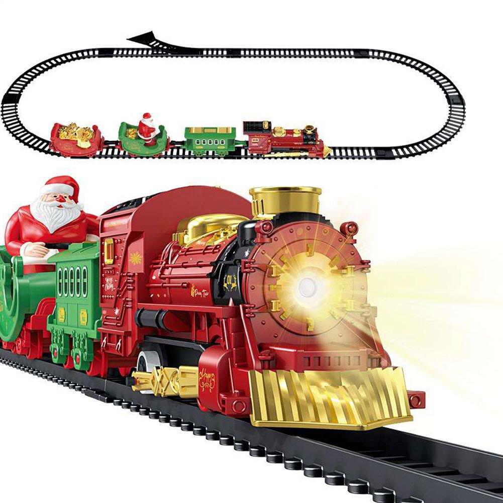 Electric Christmas Train Toys Railway Cars Racing Tracks With Music Christmas Train Model Toys Electric Engine Railway Track