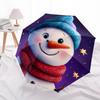1 Stück Automatischer Faltregenschirm - Schneemann Winter Nacht Muster, Tragbares & Faltbares Design mit 8 Speichen, Weihnachts-Geburtstagsgeschenke