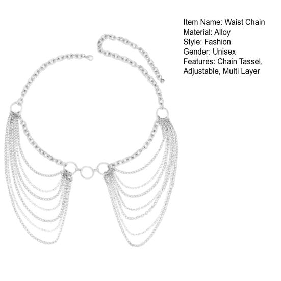 Damelegering midjekjede Flerlags kjede kvast magekjede Justerbar sele Gotisk midjekjede Klærtilbehør