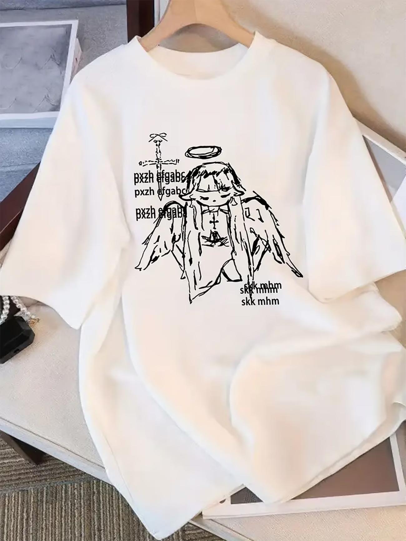 

Novelty Gothic Angel Graphic T Shirt Women Unisex Cotton Tee Summer Spring Oversize ONeck Streetwear Vintage Classic Comfortable S
