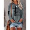 Cross Letter Printed Long Sleeved T-shirts for Women's Casual Multi-color Top