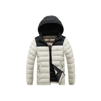 Lightweight Cotton Coat Men's Winter Contrasting Color Graphene Full Print Removable Cap Thickened Hooded Jacket Men