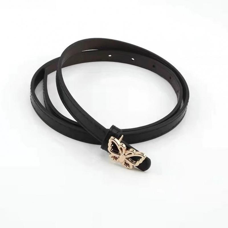 

Elegant Black Butterfly Decorated Womens Fashionable Denim Pants Belt For Outfits Stylish Black Butterfly