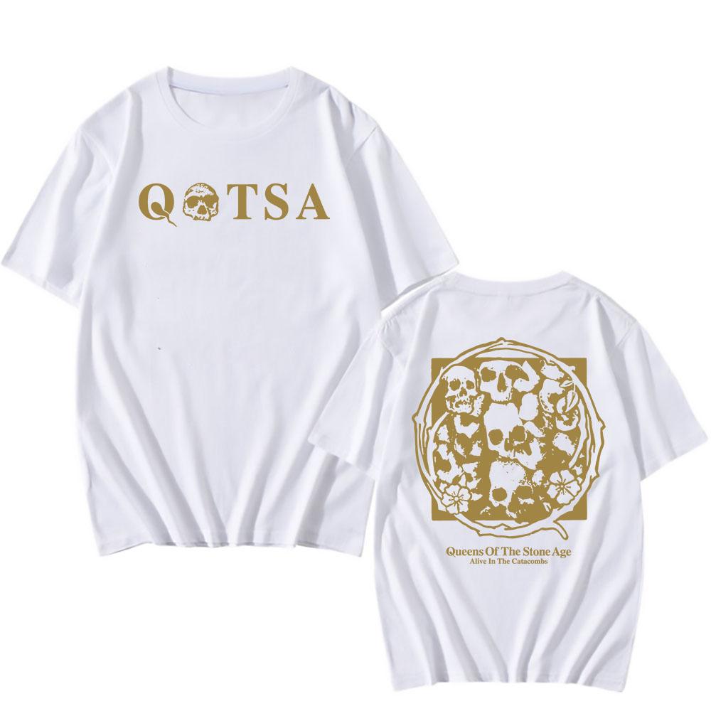 

Футболка Alive in The Catacombs QUEENS OF THE STONE AGE QOTSA Футболки Рок-группа Гранж Мода Футболка Лето Хлопок Мужские Футболки Топ L