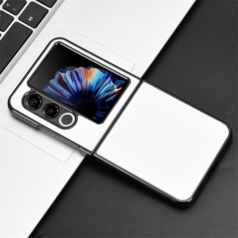 For ZTE Libero Flip 2 5G Case Crocodile Grain Genuine Leather Phone Cover For ZTE Nubia Flip2 5G Hard PC+PU Phone Case