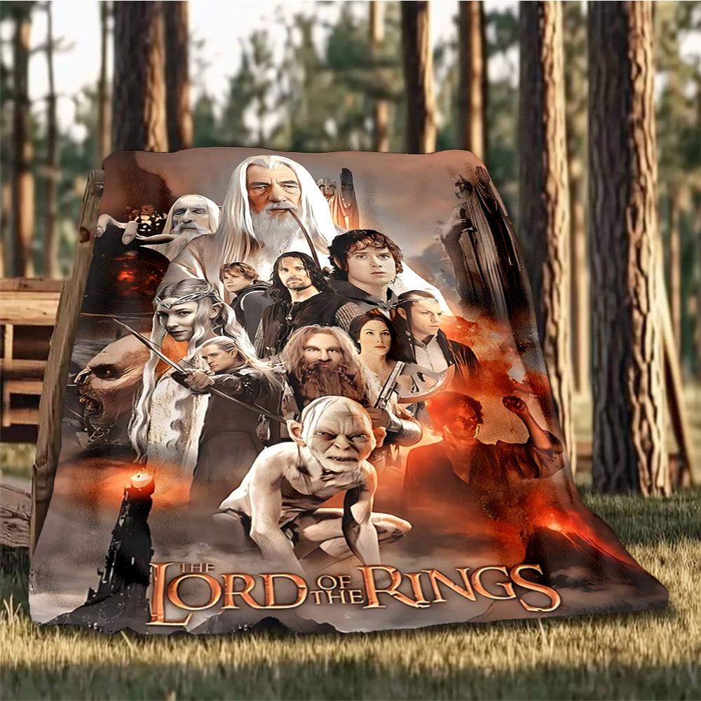 1pc Lord of the Rings Outdoor Flannel Throw Blanket Soft, Lightweight & Warm for Sofa, Office