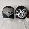 European and American New Warm Love Pattern Men's and Women's Black Knitted Hats In Stock Autumn and Winter Wool Warm Hats