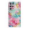 Pink Watercolor Style Literary and Artistic Application Samsung S24 + Mobile Phone Case S22ultra Heat Transfer Ultra-thin Fine Hole Film Case