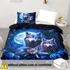 Comforter 2/3Pcs Soft Comfortable Wolf Bedding Set Set Blue Flower Bedding Set Wolves Animal Print Floral