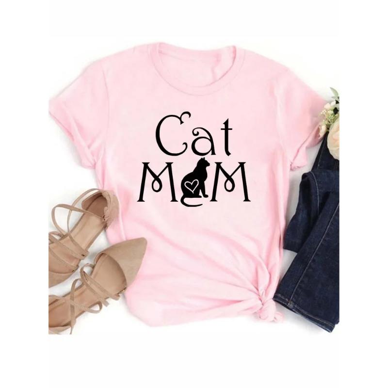 New Cute Love Heart Cat 3D Print Women T-Shirt Casual Summer Women's Clothing Cartoon T-Shirts