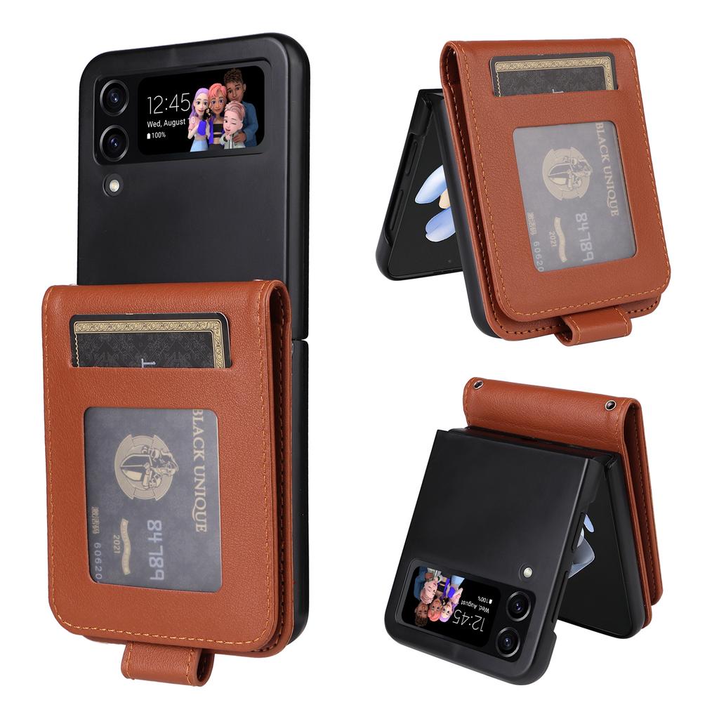 Para Samsung Galaxy Z Flip4 5G Capa com Slots para Cartão Capa de Telefone em Couro PU