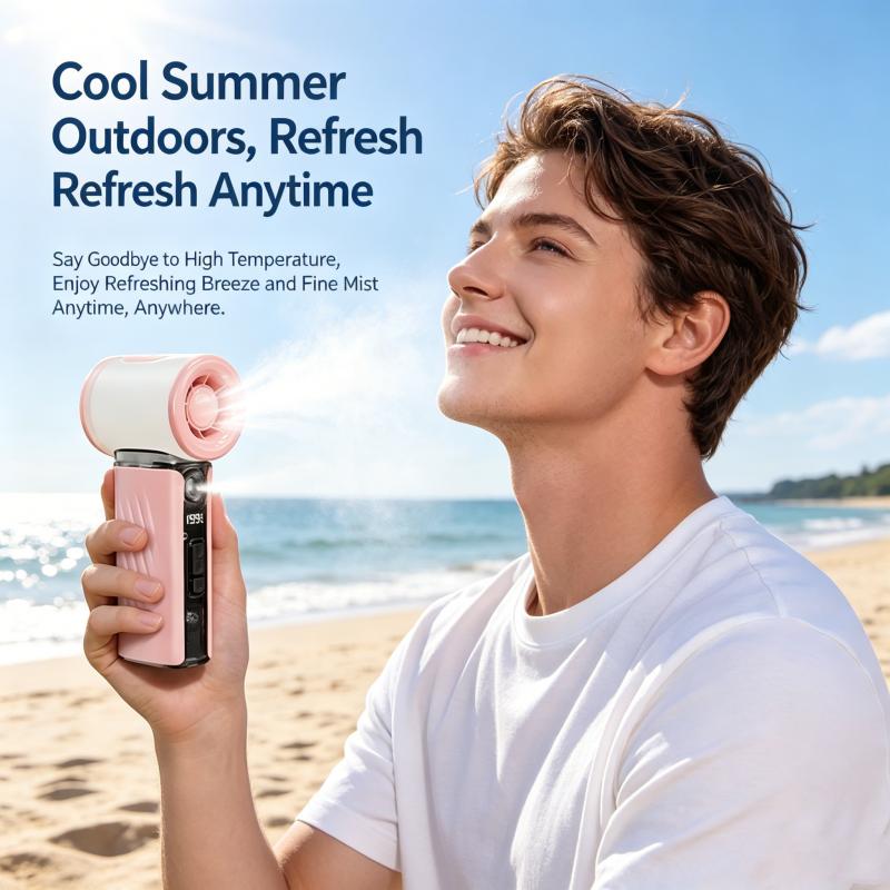 Xiaomi Handheld High-Speed Misting Fan, Fine Mist Hydrating & Cooling, Mini Powerful Wind Force, Portable Outdoor Summer Cooling Gadget