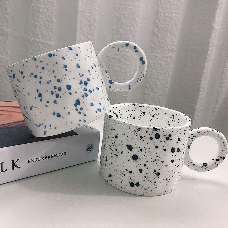 Fatty Mug Korean Style Design Splash Ink Ceramic Cup Spot Mugs Simple Coffee Mug Couple Cups Coffee Mugs Tea Drinkware