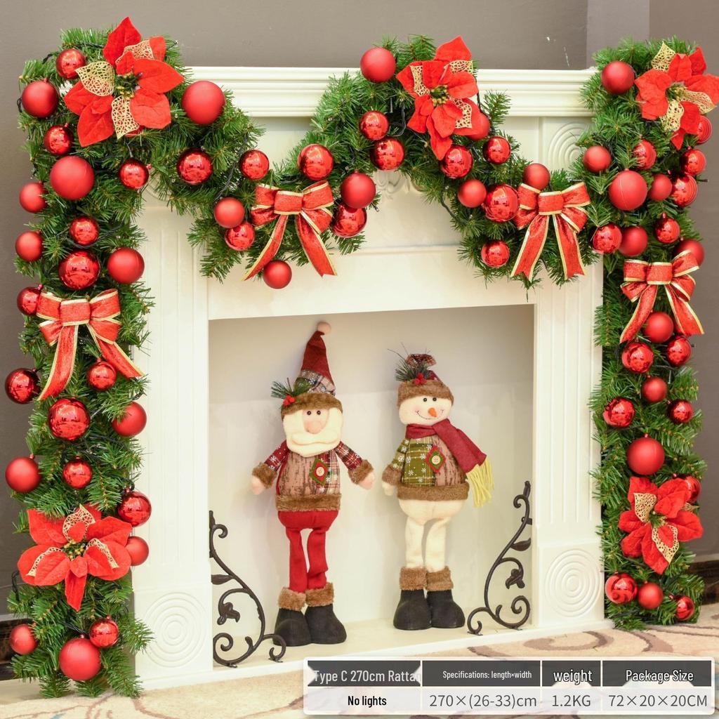 Christmas Glimmer: Garland Set for Tree, Window, and Fireplace with Flocked Leaf Ornaments