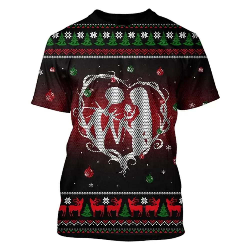 New Year Christmas Men's T-shirt O Collar Cosplay Clothing HD 3D Printed Casual Short Sleeve Shirt Oversized Hip Hop Street Top