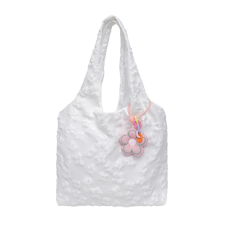 Flower Texture Casual Literary Style Hand Carry Handbag New Beautiful Foreign Light Large Capacity Shoulder Armpit Bag