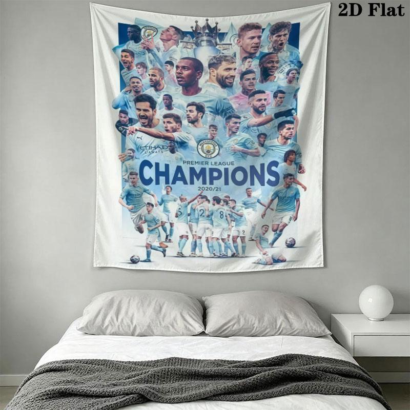Royal MCFC CrownWall Hanging Printed Fabric Blanket Decorative Tapestries for Bedroom Living Room Home Decor