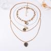 Personality Trend Light Luxury High Design Sense Multi-layer Stacking Alloy Geometric Badge Pendant Chain Necklace