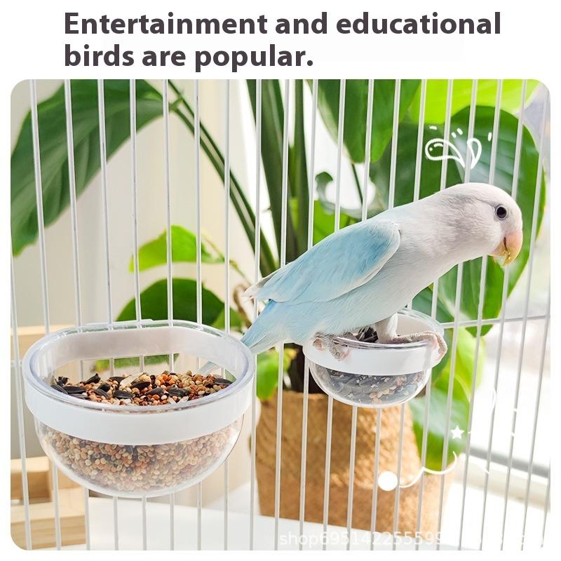 Miska na krmení ptáků Odnímatelná Průhledná miska Plastová Nádobka na jídlo Do klece Pohodlný Závěsný Krmítko na semena a vodu pro papoušky