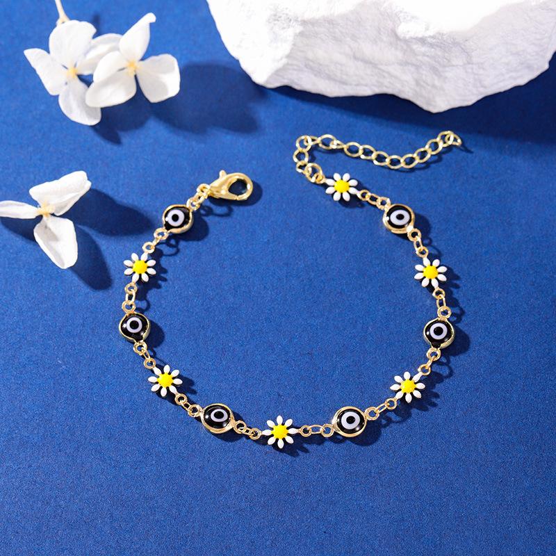 New Drip Colored Flower Bracelet Female Daisy Jewelry Girlfriends Student Fashion Jewelry