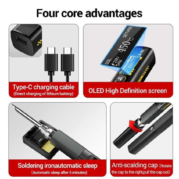 Mini Electric Soldering Iron 96W Adjustable Temperature Fast Heating Portable Digital Display Welding Iron Tool Kits
