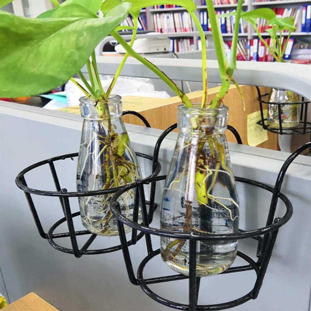 5pcs Iron Plant Holder Hanging Flower Pot Railing Balcony Veranda Planter Rack Hanging Basket Houseplant Flower Stand Pot Holder Flower Pot Stand