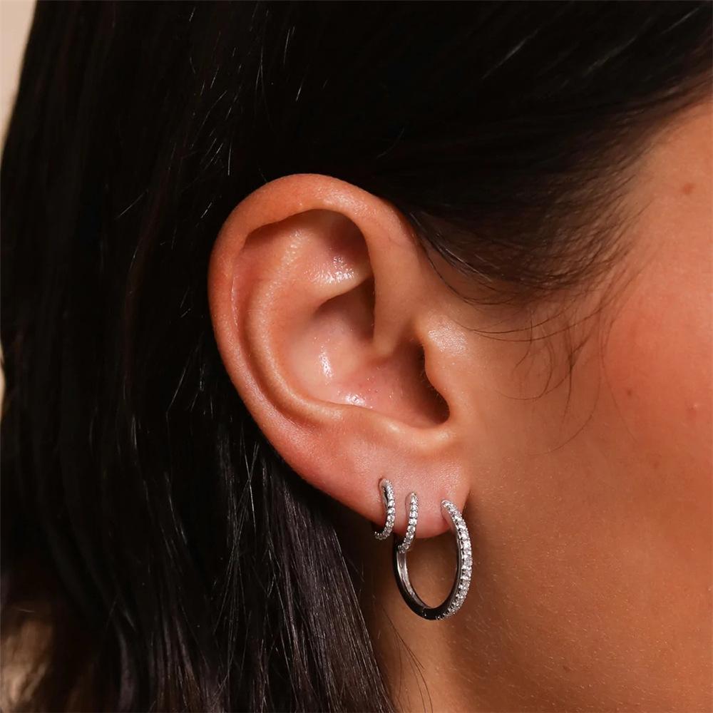Trendy Simple Gold Plated 925 Sterling Silver Hoop Earrings for Women Wedding Engagement or Anniversary Party Gift