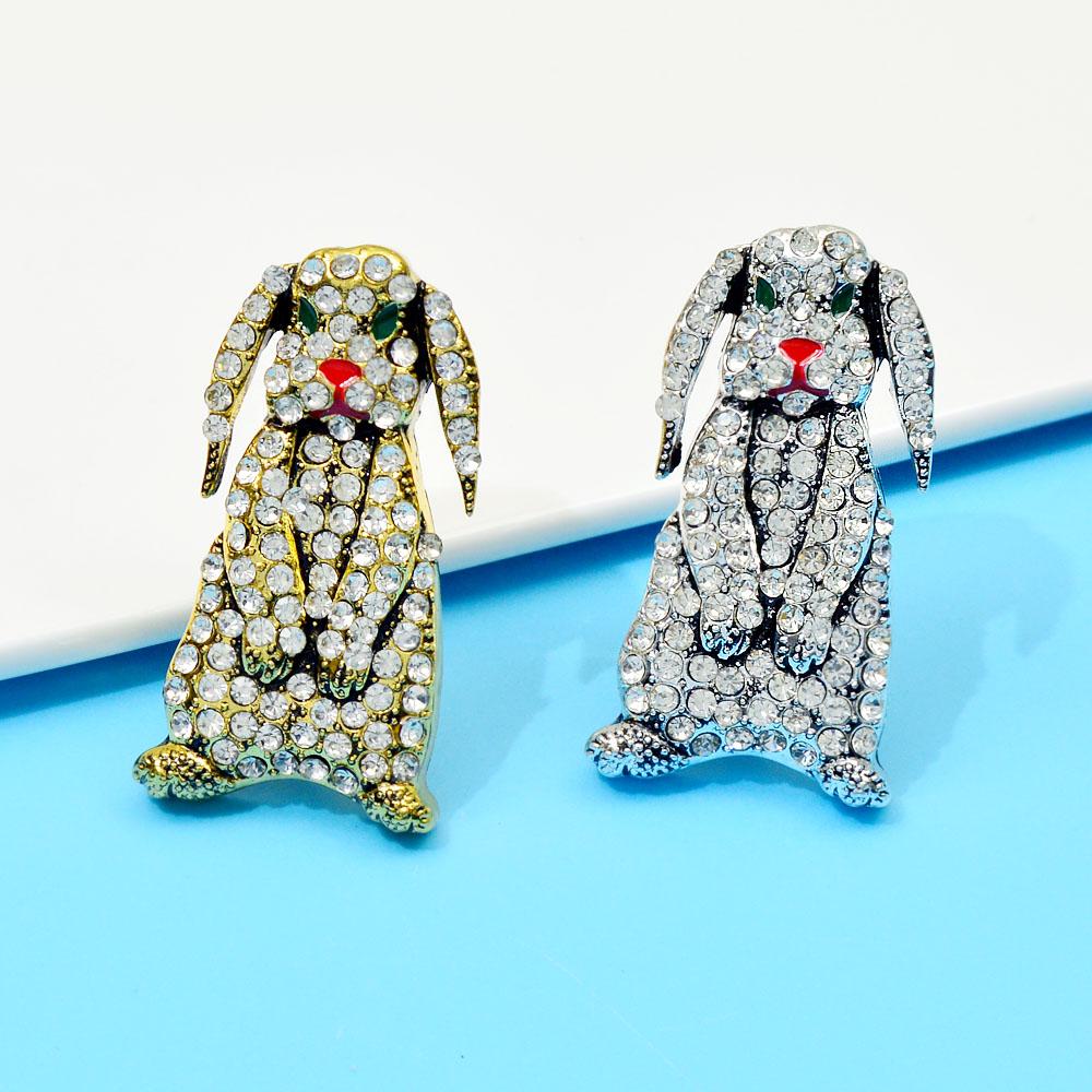 New Rhinestone Rabbit Brooch Chinese Zodiac Pin Vintage Animal Jewelry New Year Ccessories 2 Colors Available