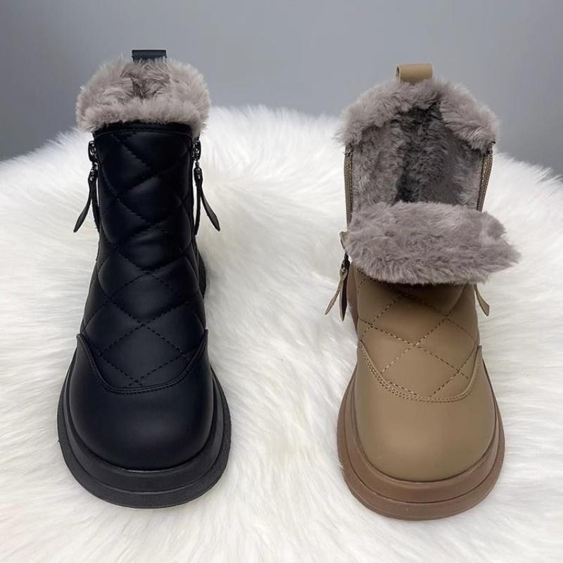 Round Toe Platform Booties Zipper Waterproof Women's Snow Boots Sale Comfortable and Elegant Winter Novelty Fashion Ladies Shoes