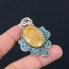 925 Sterling Silver Oval Plume Agate Stone Sister Artisan Trendy Pendant Jewelry