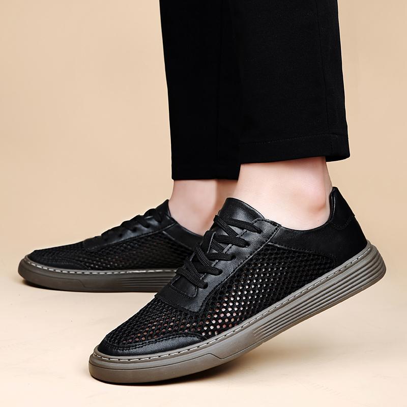 Modne męskie buty sportowe w brytyjskim stylu, codzienne, skórzane, męskie buty sportowe, outdoorowe, antypoślizgowe, płaskie, designerskie sneakersy, nowe, z prawdziwej skóry, buty do chodzenia