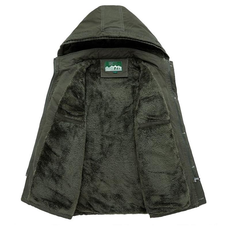 Men's High-end Cotton-padded Jacket Men's Winter Cold-proof Padded Jacket Plus Velvet Thickened Tooling Jacket Mid-length Cotton-padded Jacket