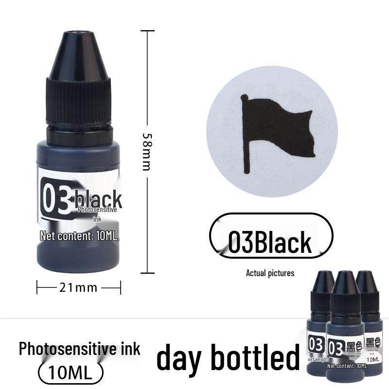 Photosensitive Quick-Dry Stamping Ink - 10ml Red, Black, Blue, Purple Ink for Stamp Pads