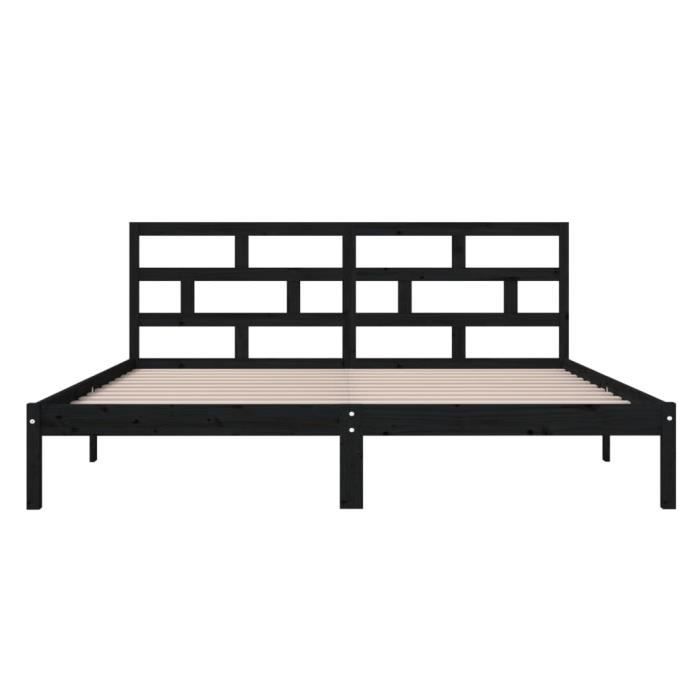 VidaXL Cadre de lit Noir Bois massif 135x190 cm Double 3101197