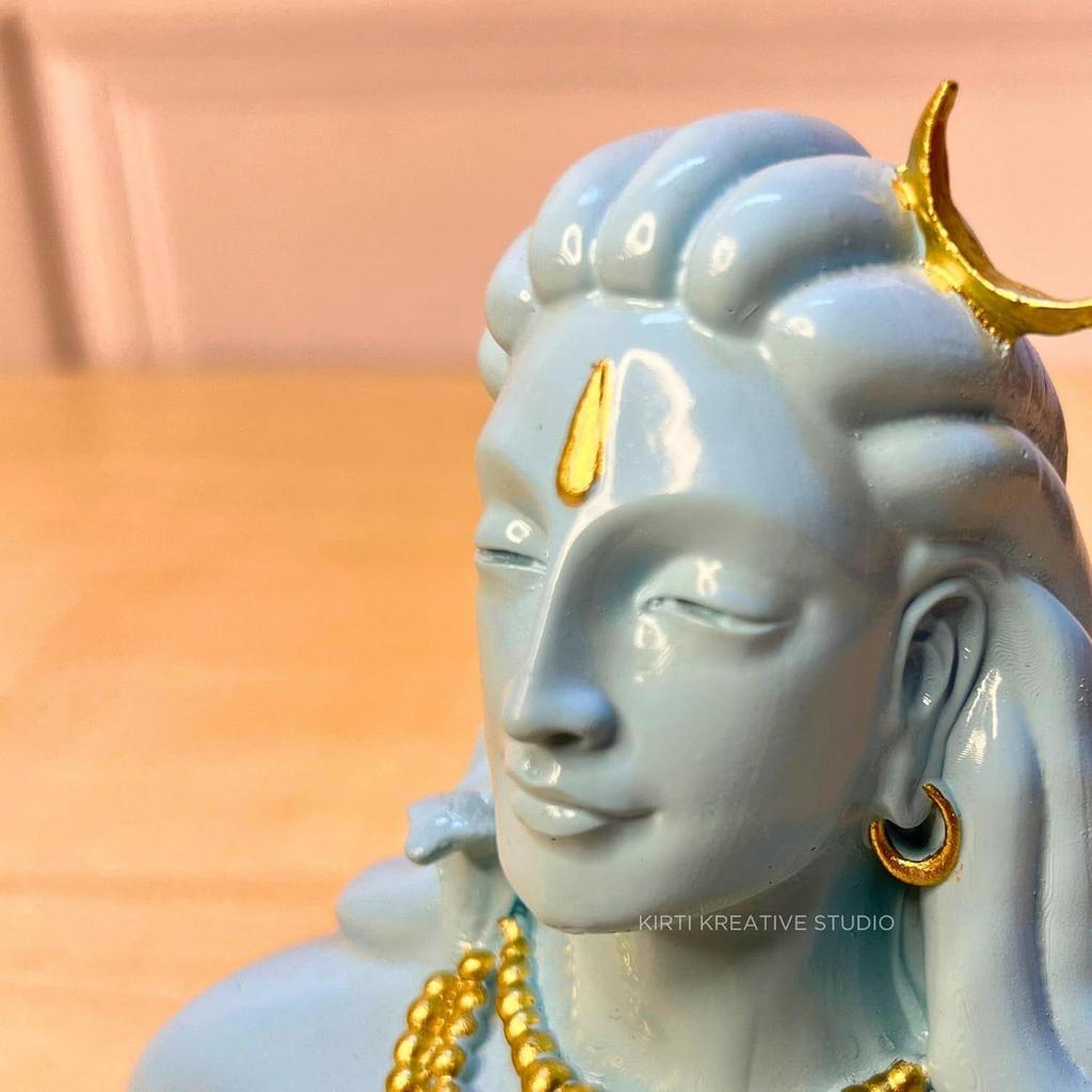Adiyogi Shiva Statue for Car Dash , Pooja & Gift, Mahadev Murti, Idol, Shankara for Home & Office Decor/Diwali Gifts Items (Pack of 1) (Pastel Blue)
