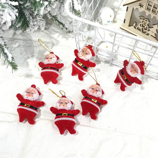 6 Pcs Santa Claus Ornaments for Tree Fabric Santa Claus Christmas Hanging Ornaments 3D Santa Doll Pendant for Holiday Xmas Tree Decor