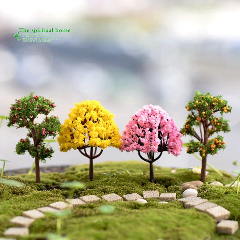 5PCS Artificial Scenery Trees Willow Miniature Flower Tree Fairy Garden Home Decor Mini Craft Micro Building Landscape Accessory