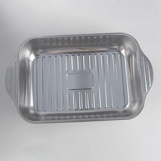 Stekepanne i rustfritt stål med lokk og håndtak Kraftig kalkunbaking Stekebrett med høye sider Induksjonsstekebrett for kylling, grønnsaker, lasagne