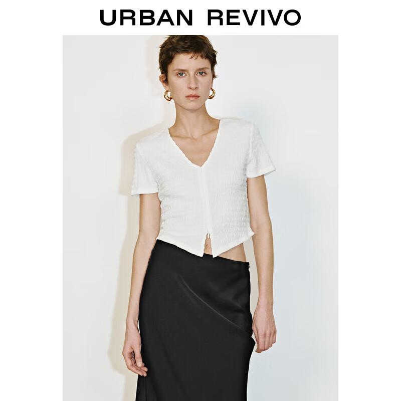 

UR Women s Pleated Double-Zip V-Neck Short Sleeve Blouse S