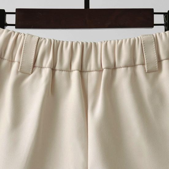 Women Summer Shorts High Waist Suit Shorts Straight Loose Thin Elastic Waist Above Knee Length Pockets Soft OL Style Formal Business Shorts