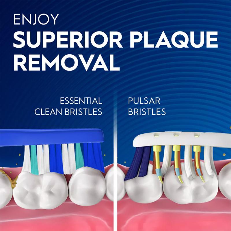 ORAL B Pro-3D White Pulsar Batteriebetriebene Vibrations-Elektrozahnbürste 2er-Pack Vibrierende Borsten Schlanker Griff mit integriertem Netzteil