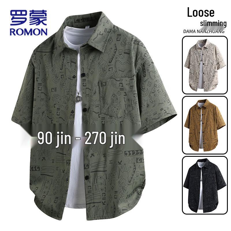 

ROMON Men s Summer Ice-Feel Anti-Wrinkle Casual Short Sleeve Shirt 7XL