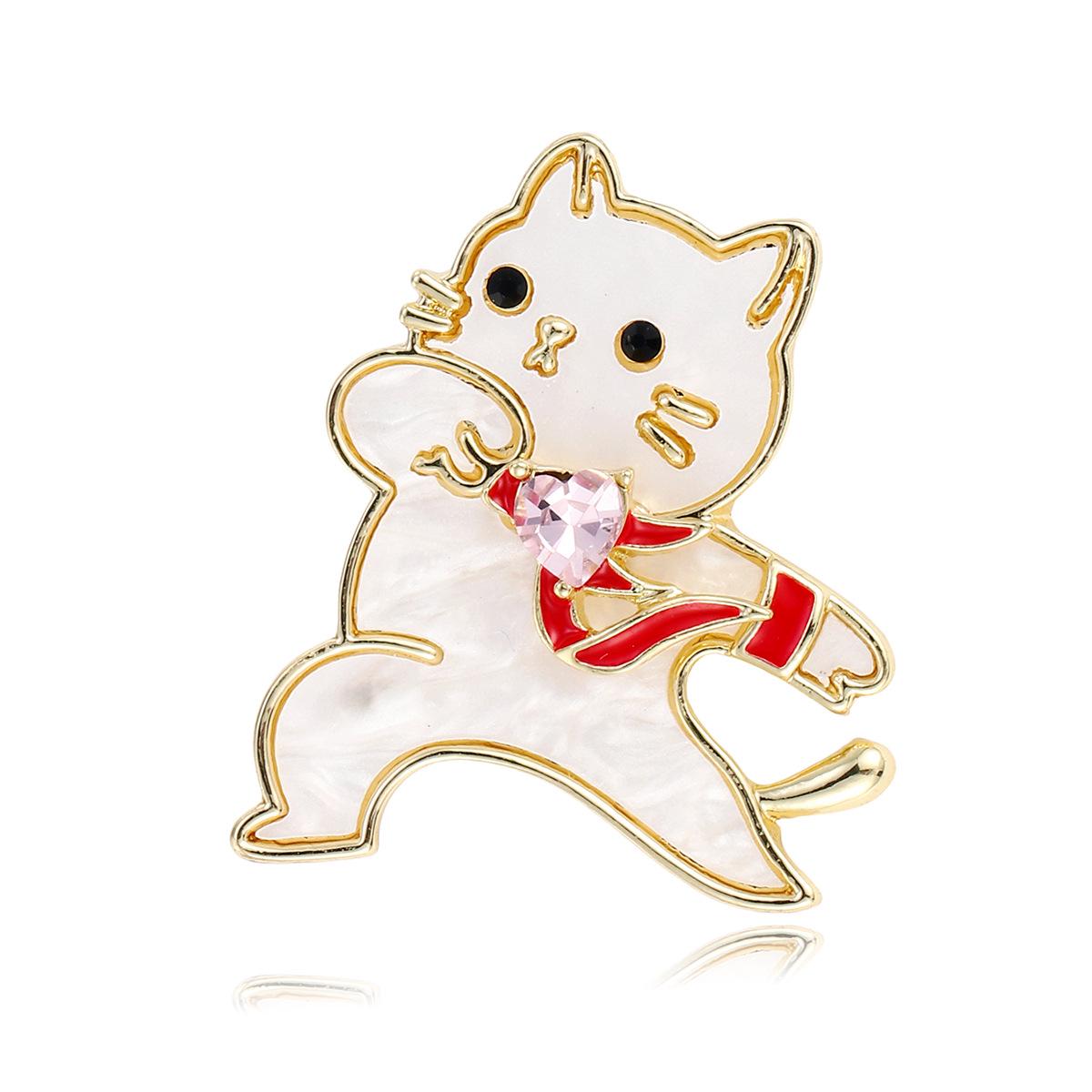 

High-End Minimalist Kitten Brooch - Cute Cartoon Design Corsage Pin