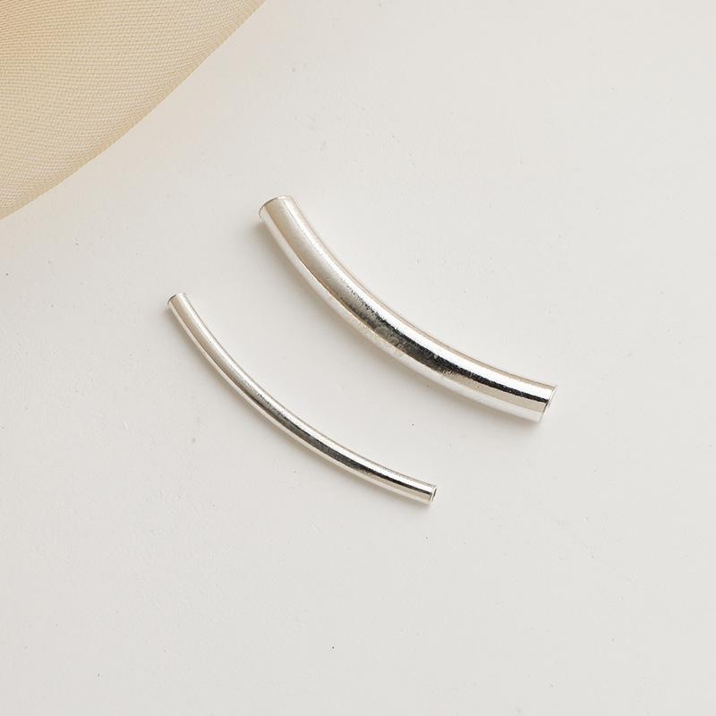 S925 Polished Sterling Silver Curved Tube for DIY Bracelet & Necklace Making