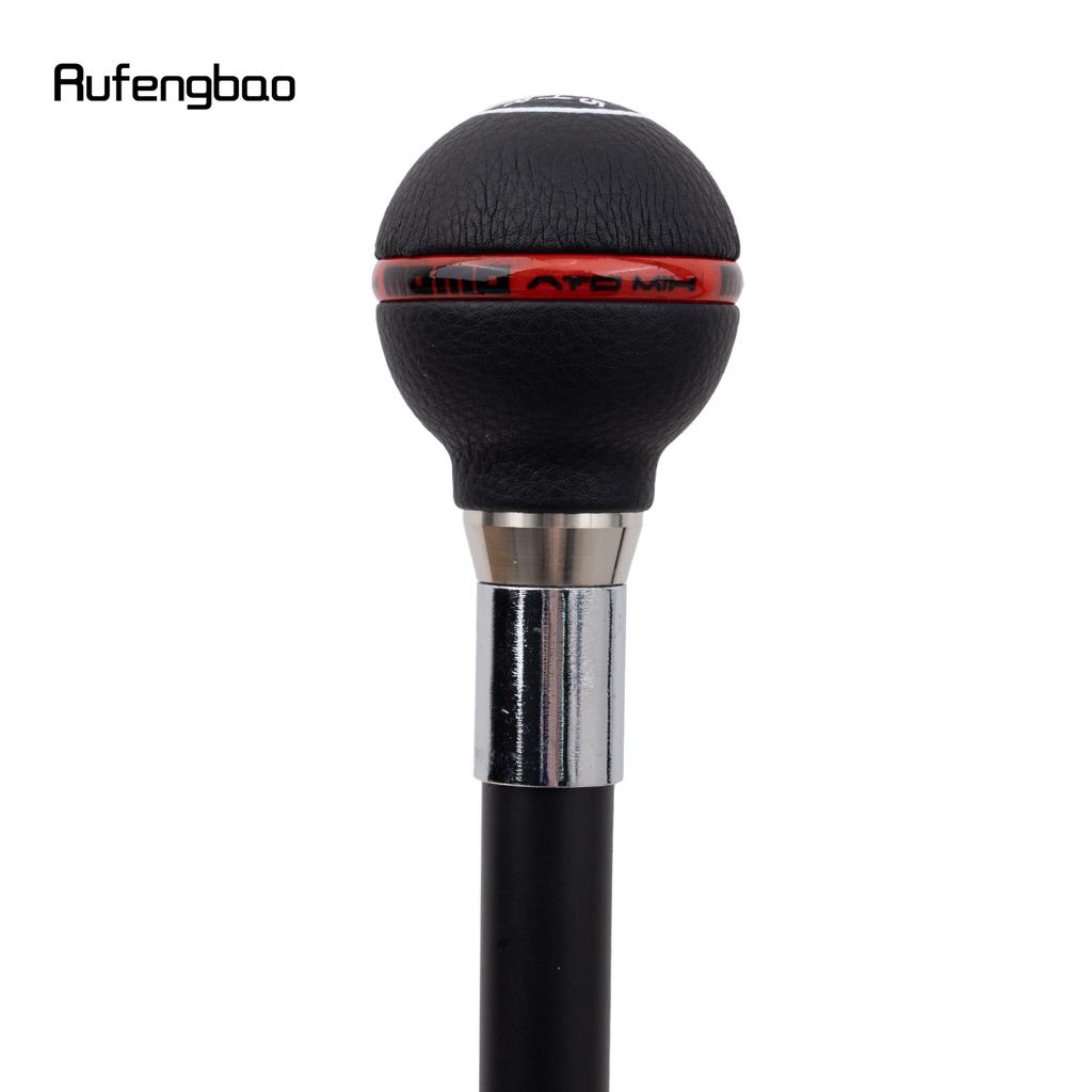 Black Red Leather Ball Silver Walking Cane Fashion Decorative Walking Stick Gentleman Elegant Cosplay Cane Crosier 92cm