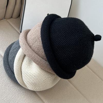 Wool Melon Cap for Women In Autumn and Winter Yuppie Dome Nipple  Retro Watermelon Hat  Japanese Dome Hat  Men's Trendy Landowner Hat