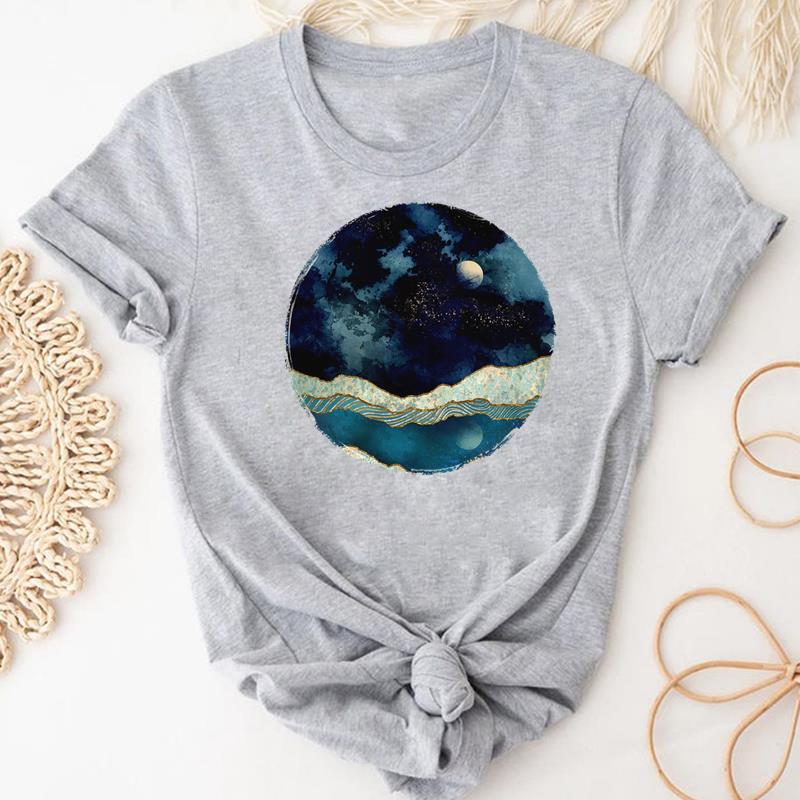 Watercolor Style Tee Top Fashion T Shirt 90s Sweet Trend Clothing Casual Short Sleeve Women Print Lady Female Graphic T-shirt