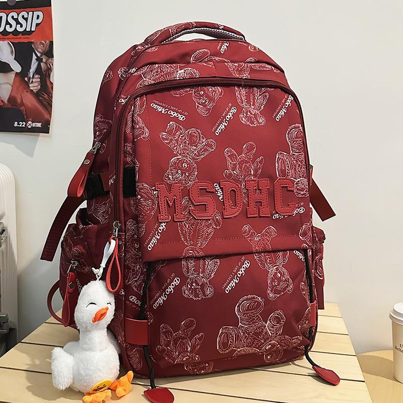 Primary School Girls Junior High School Students Burgundy Large Capacity Boys Backpack College Students Backpack