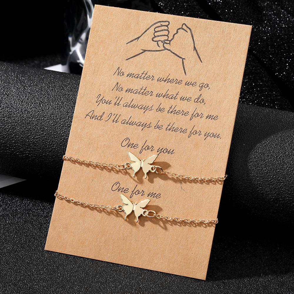2023 New Bracelet European Luxury Sisters Bracelet Gift Tassel Charm Sexy Hundred Women's Accessories Butterfly Bracelet Set of 2 Gold